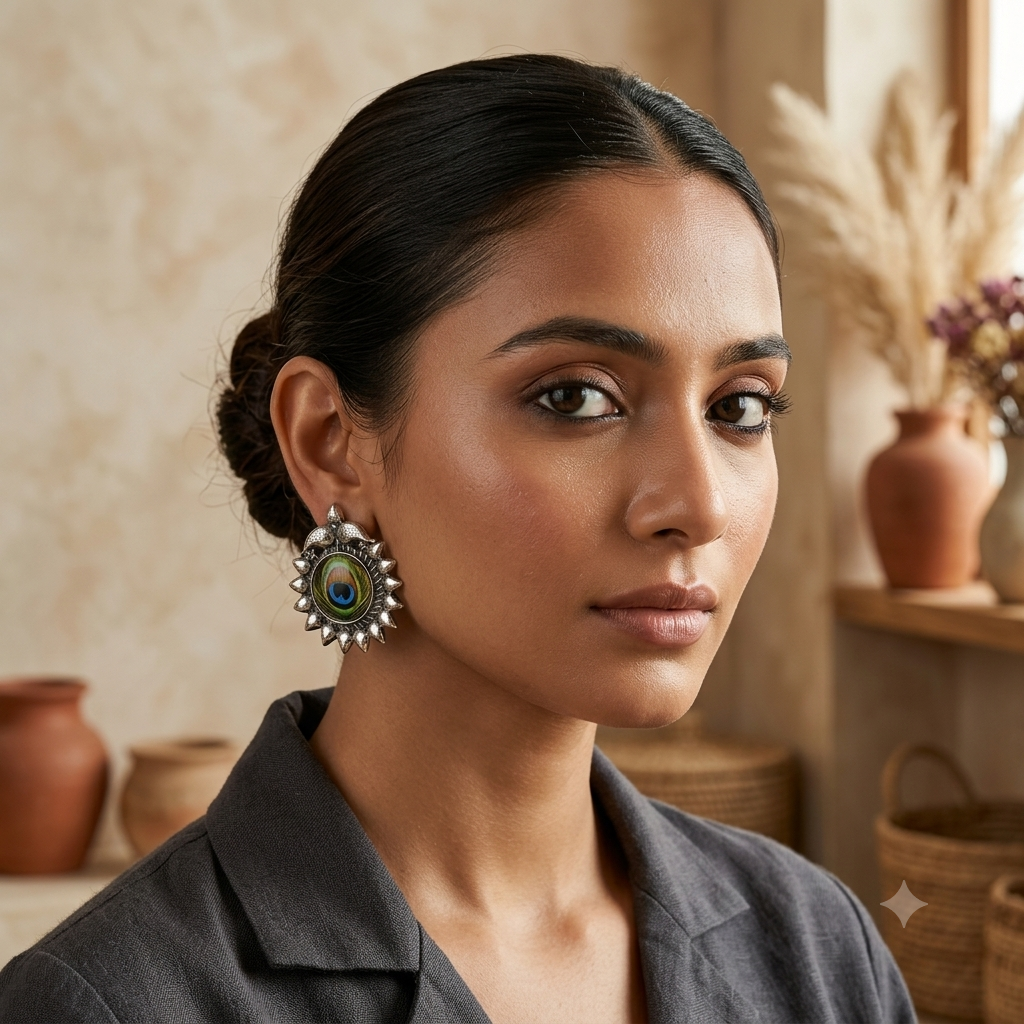 Girija Oxidised Stud Earrings