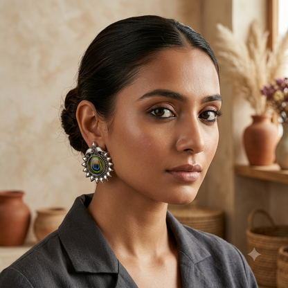 Girija Oxidised Stud Earrings