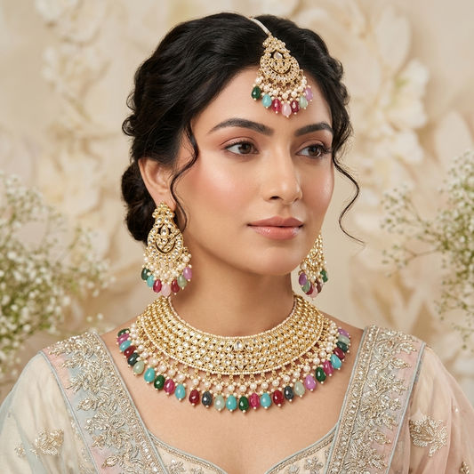 Jasleen Dabi Kundan Necklace Set - Multi