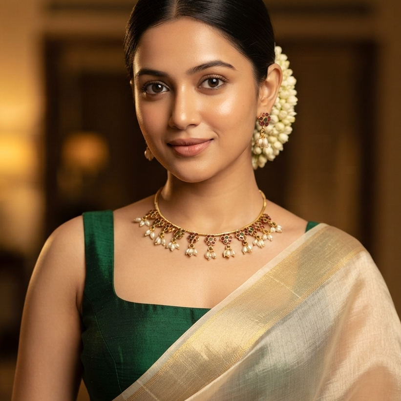 Pranaki Rice Pearl Necklace Set