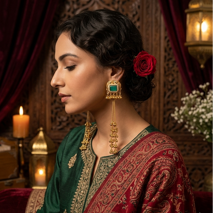 Romika Dehjoor Kashmiri Ghunghroo Earrings - Pastel Green
