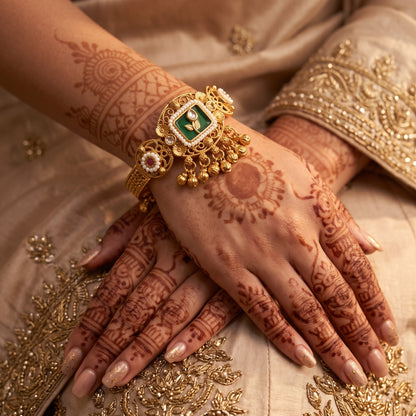 Green Vandana Kashmiri Ghungroo Adjustable Bracelet