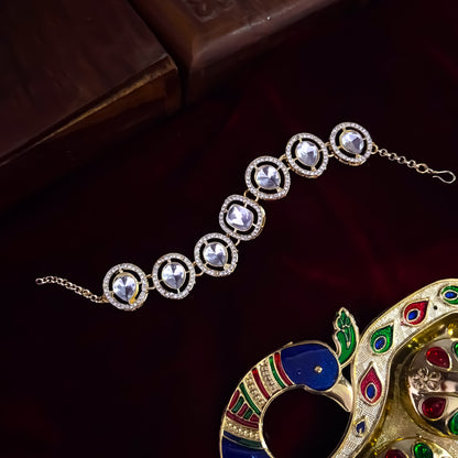 Jinisha Polki Look Alike Adjustable Bracelet - Golden