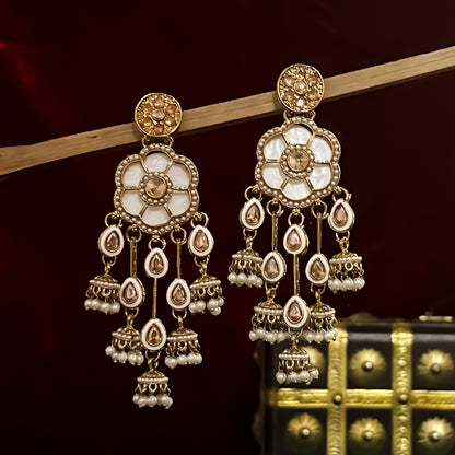 Tarini Jadau MOP Dangler Earrings - Golden
