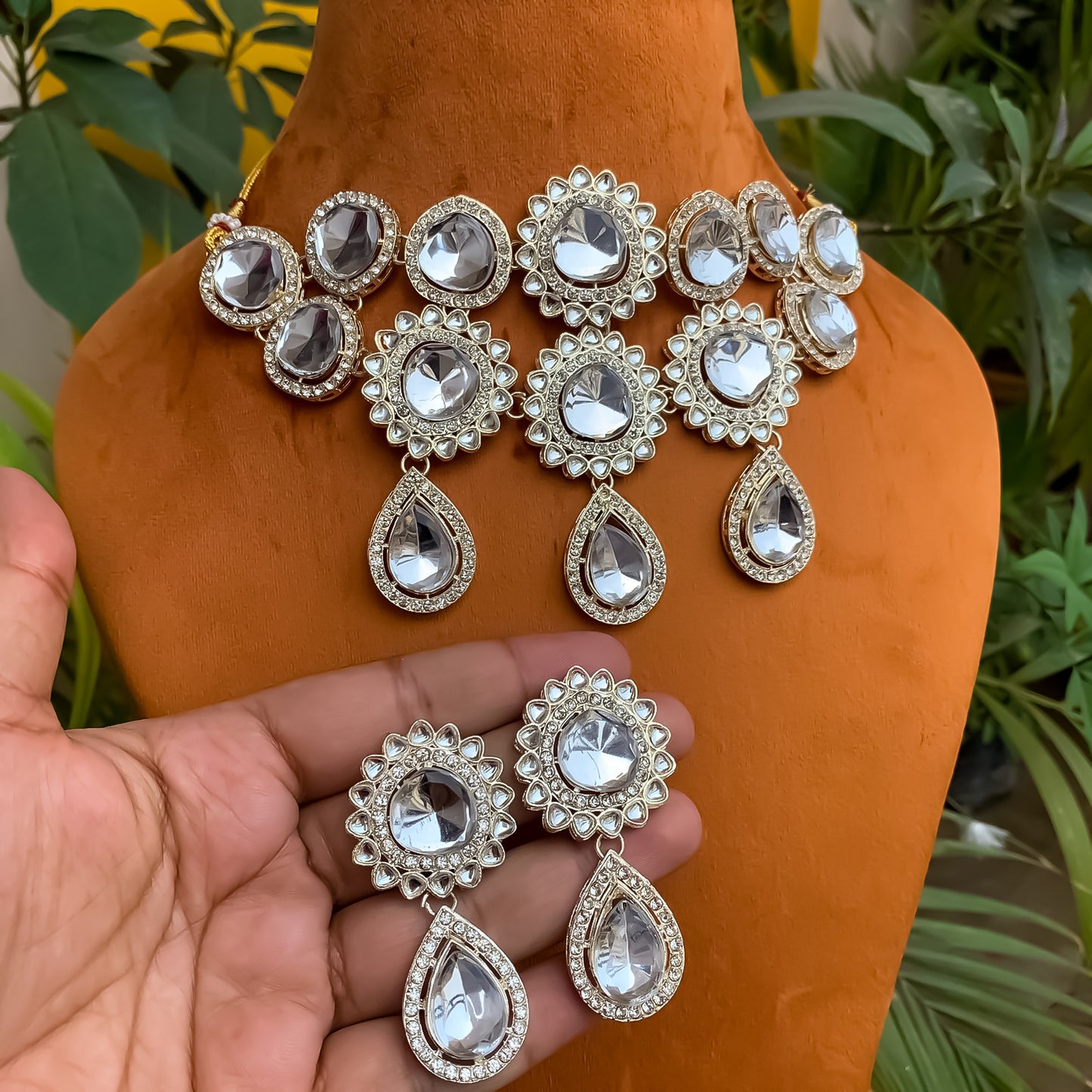 Piyali Royal Choker Necklace Set with Earrings & Tika