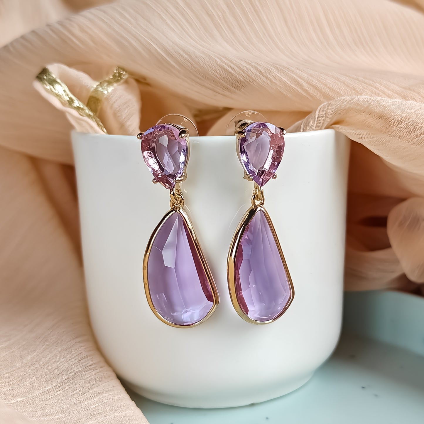 Charlotte Stone Statement Earrings-Lush Lavender