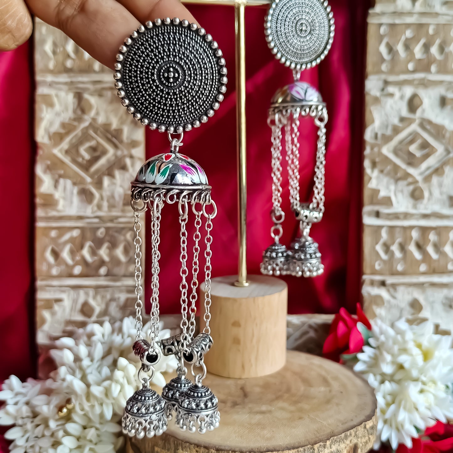Baruni Meenakari Jhumka Earrings