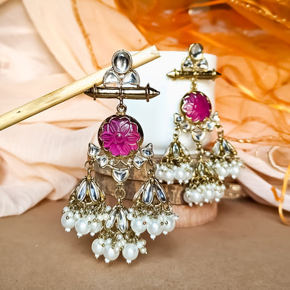 Sayani Chandbali Jhumka Earrings- Purple
