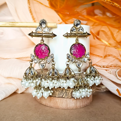 Sayani Chandbali Jhumka Earrings- Purple