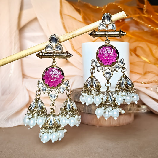 Sayani Chandbali Jhumka Earrings- Purple