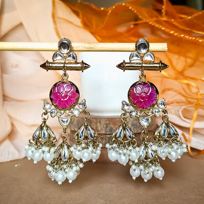 Sayani Chandbali Jhumka Earrings- Purple