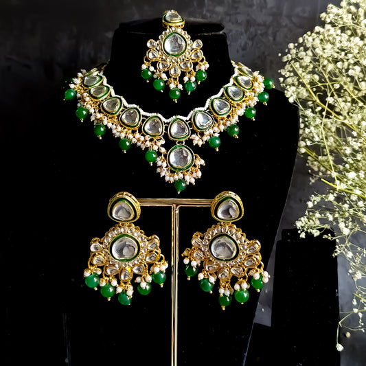 Sumona Kundan Necklace Set Green