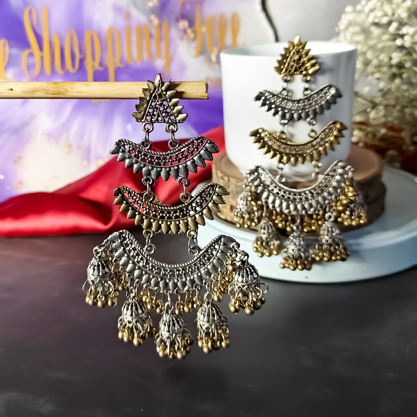 Naira Inspired Dual Tone Earrings
