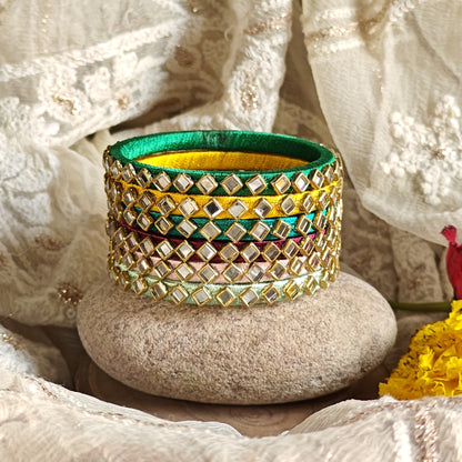 Vibha Set of 6 Silk Thread Bangles (Multi)