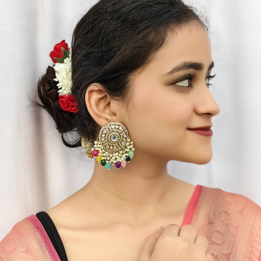 Jiya Dabi Kundan Earrings- Multi