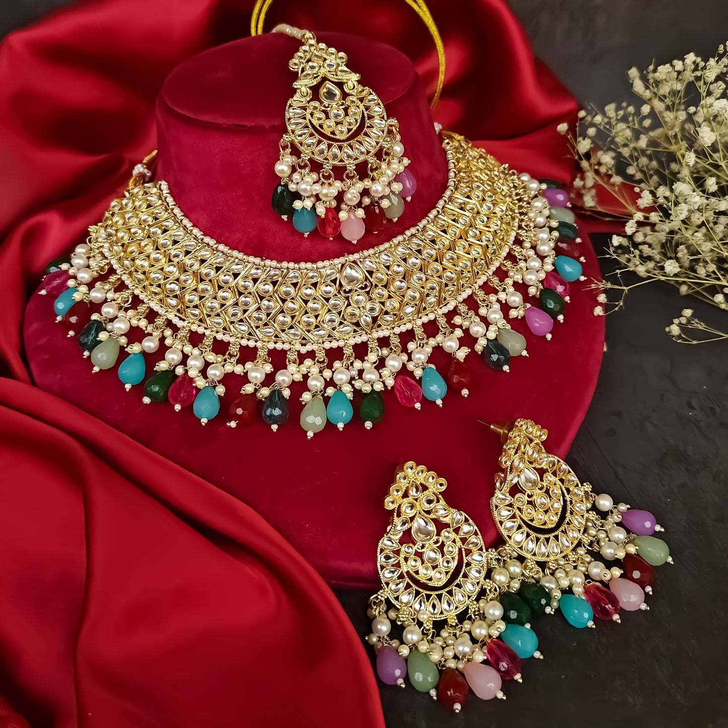 Jasleen Dabi Kundan Necklace Set - Multi