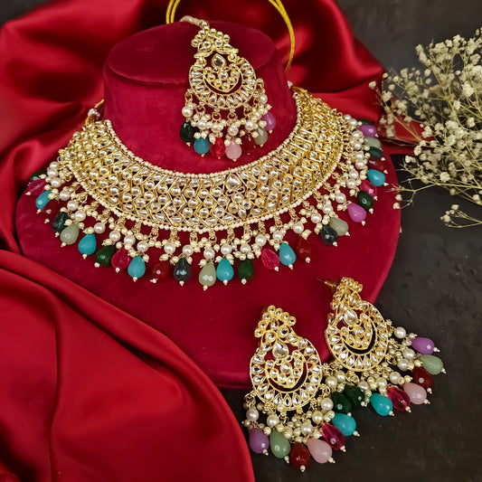 Jasleen Dabi Kundan Necklace Set - Multi