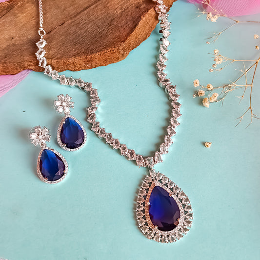 Elena Luxury AD Necklace Set Blue