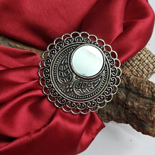 Floral Mirror Adjustable Ring