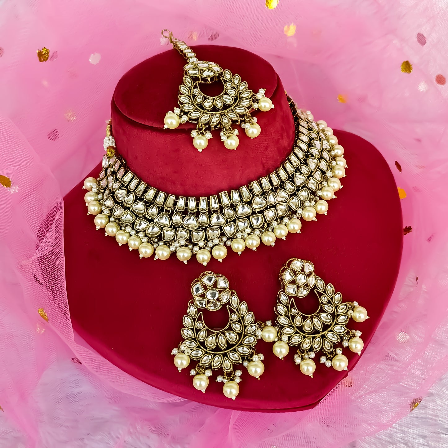 Kisma Dabi UNCUT Kundan Necklace Set - Golden