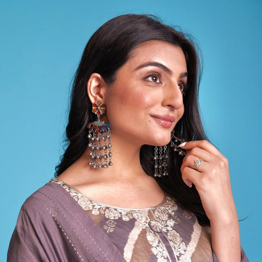 Julia Oxidised Ghunghroo Earrings