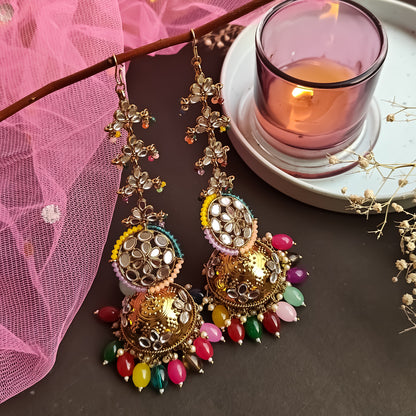 Nazakat Mirror Jhumka Earrings with Sahara - Multi