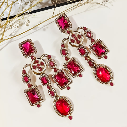 Ankita Inspired Drop Earrings - Hot Pink