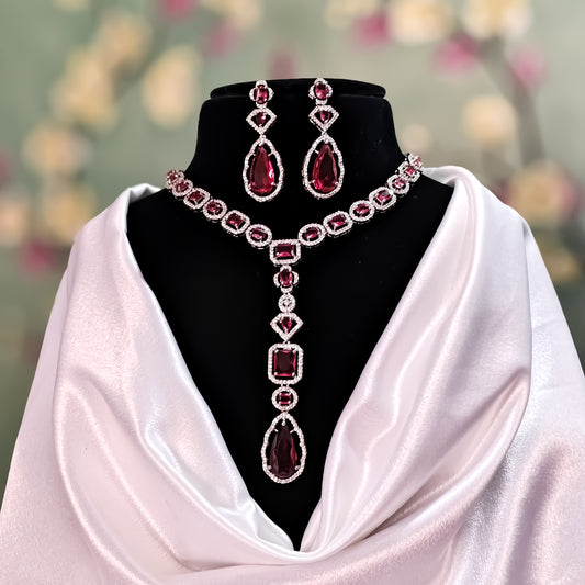 Sophie AD Necklace Set - Ruby Red