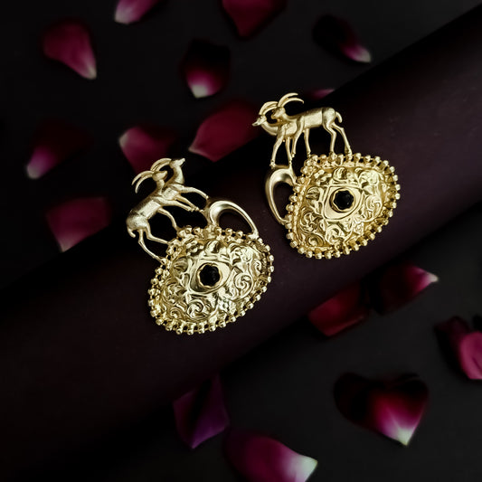 Saanvi Handcrafted Brass Earrings - Black
