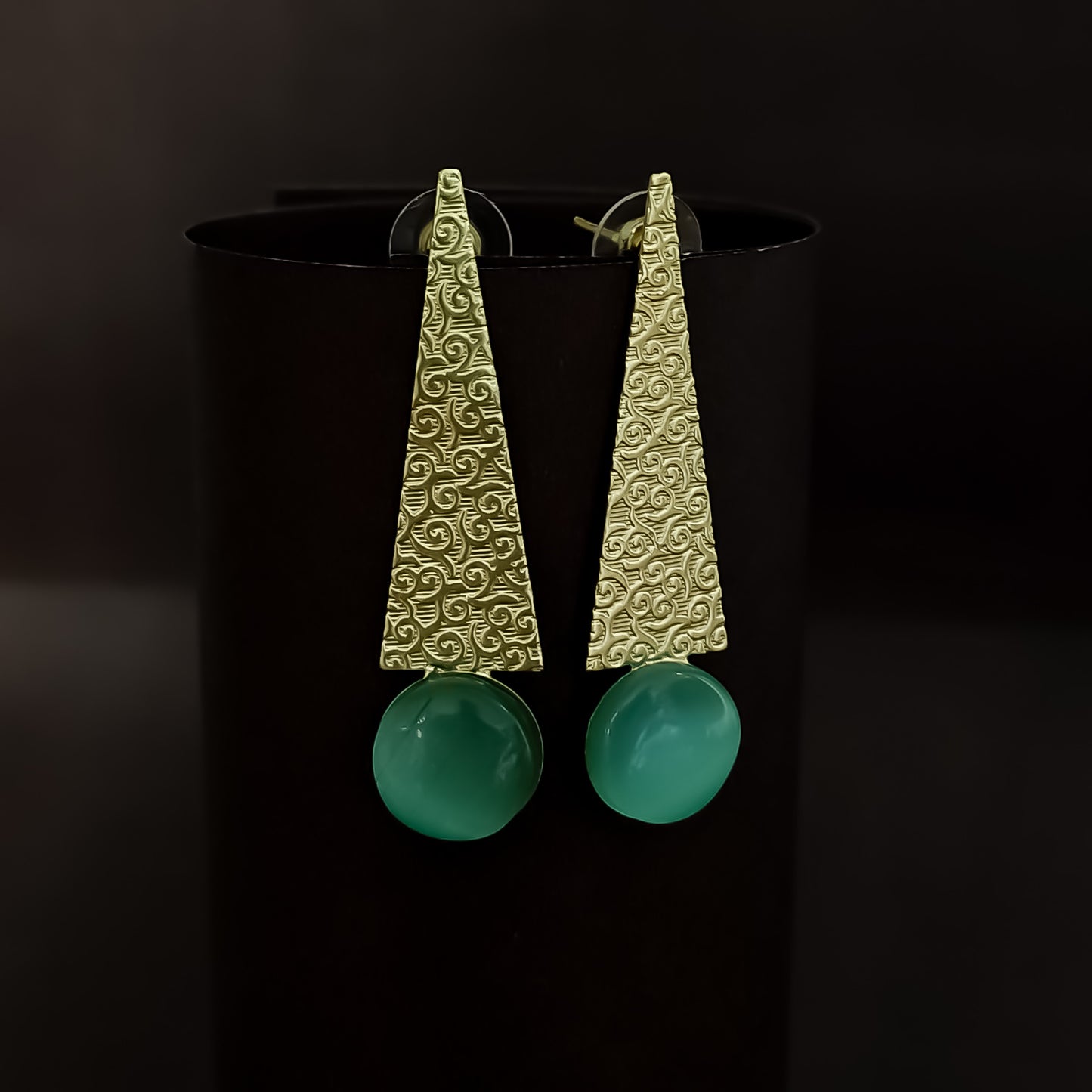 Kimaya Handcrafted Brass Earrings - Pastel Green