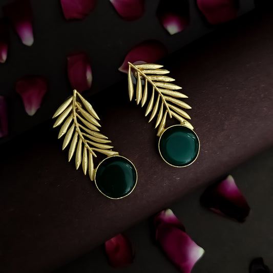 Dalhia Handcrafted Brass Earrings - Green