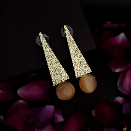 Kimaya Handcrafted Brass Earrings - Peach
