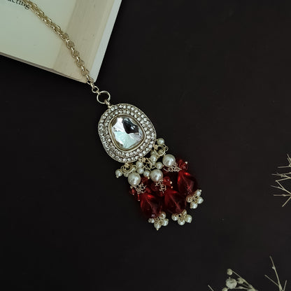 Anika Pearl Necklace Set - Red
