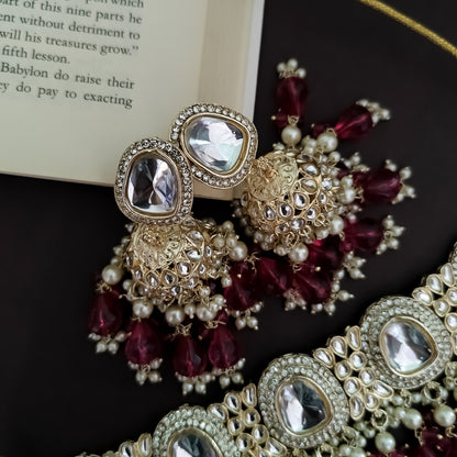 Anika Pearl Necklace Set- Wine