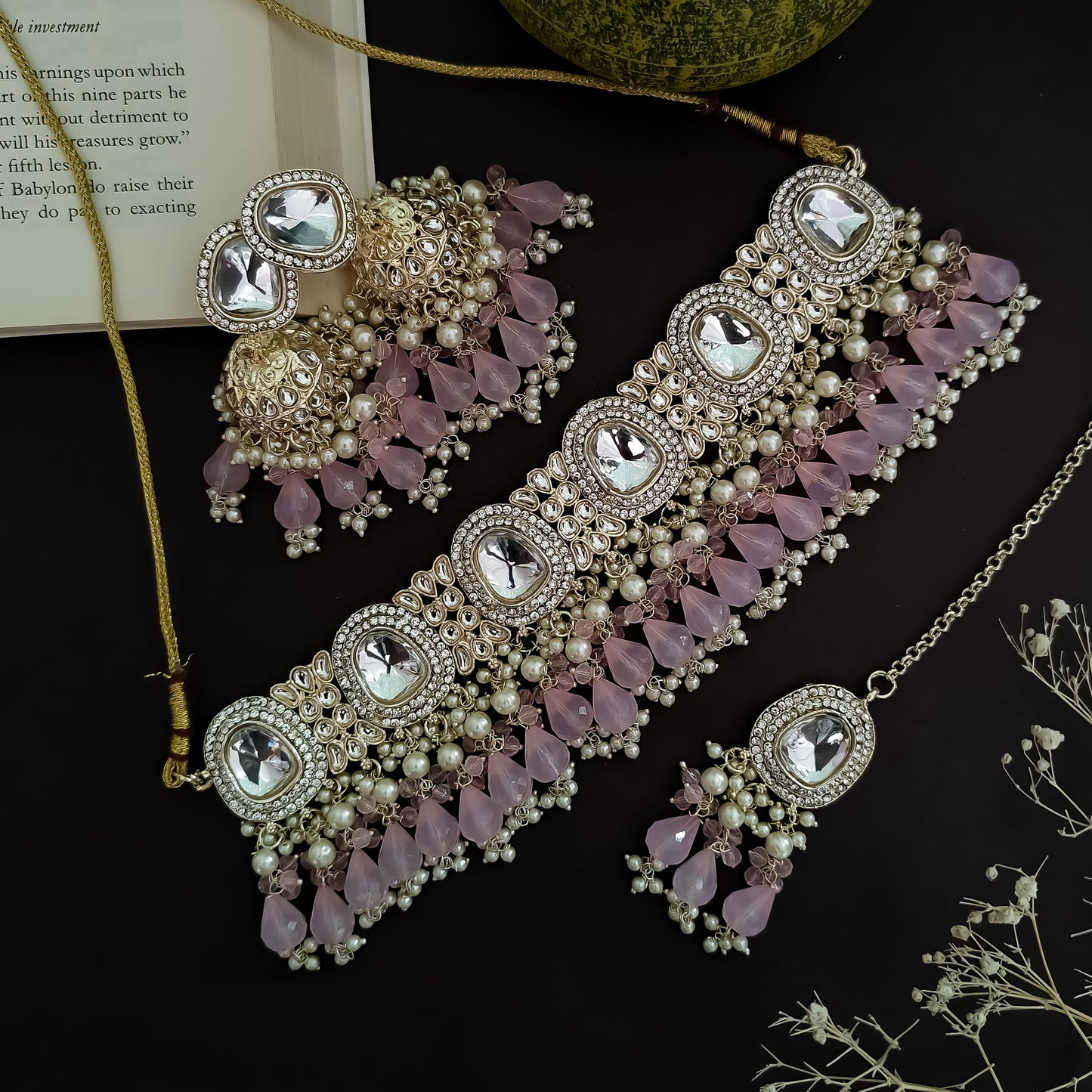 Anika Pearl Necklace Set- Lavender