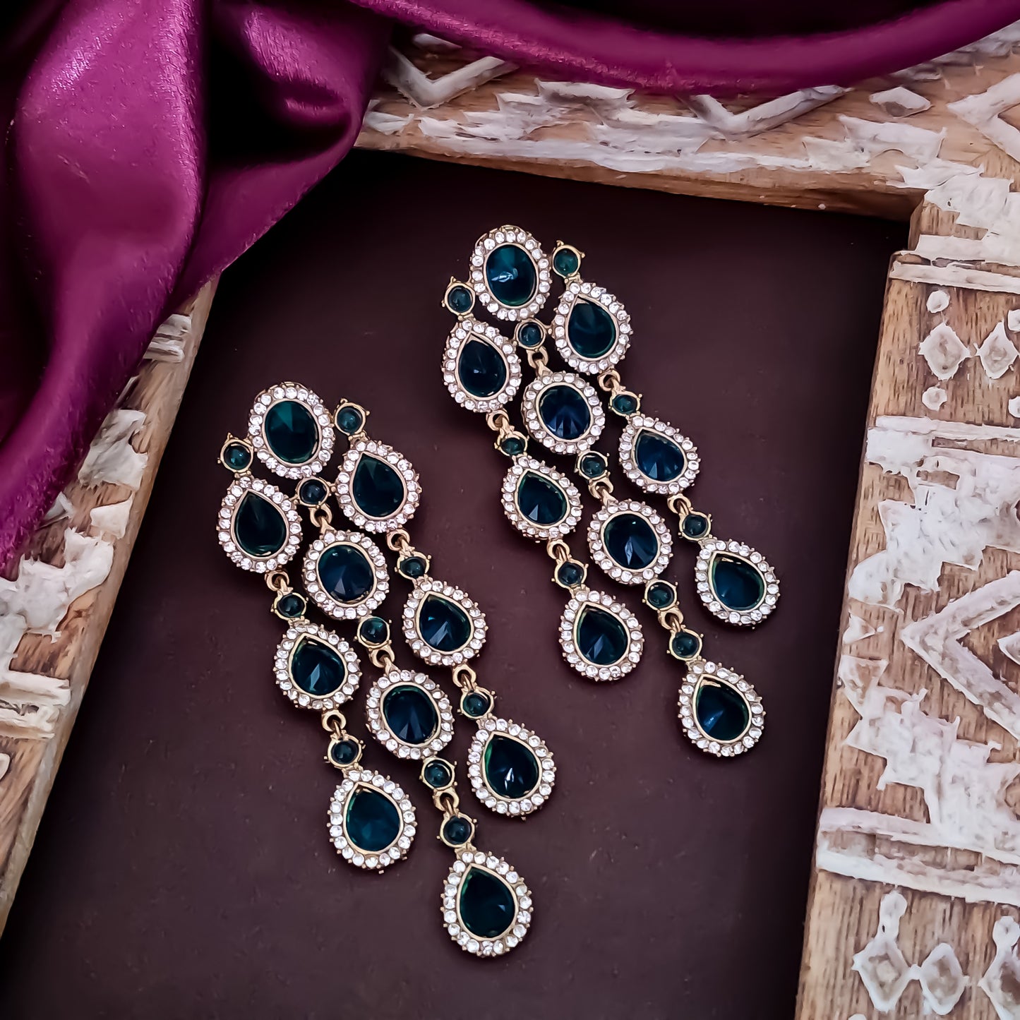 Anvi Dangler Lightweight Earring-  Peacock Blue