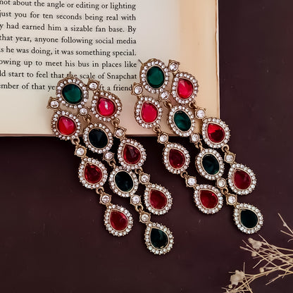 Anvi Dangler Lightweight Earring-  Pink & Green
