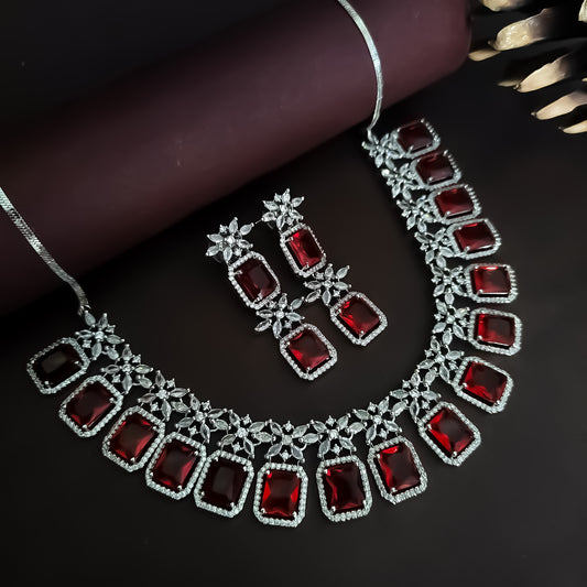Charlotte AD Necklace Set - Red