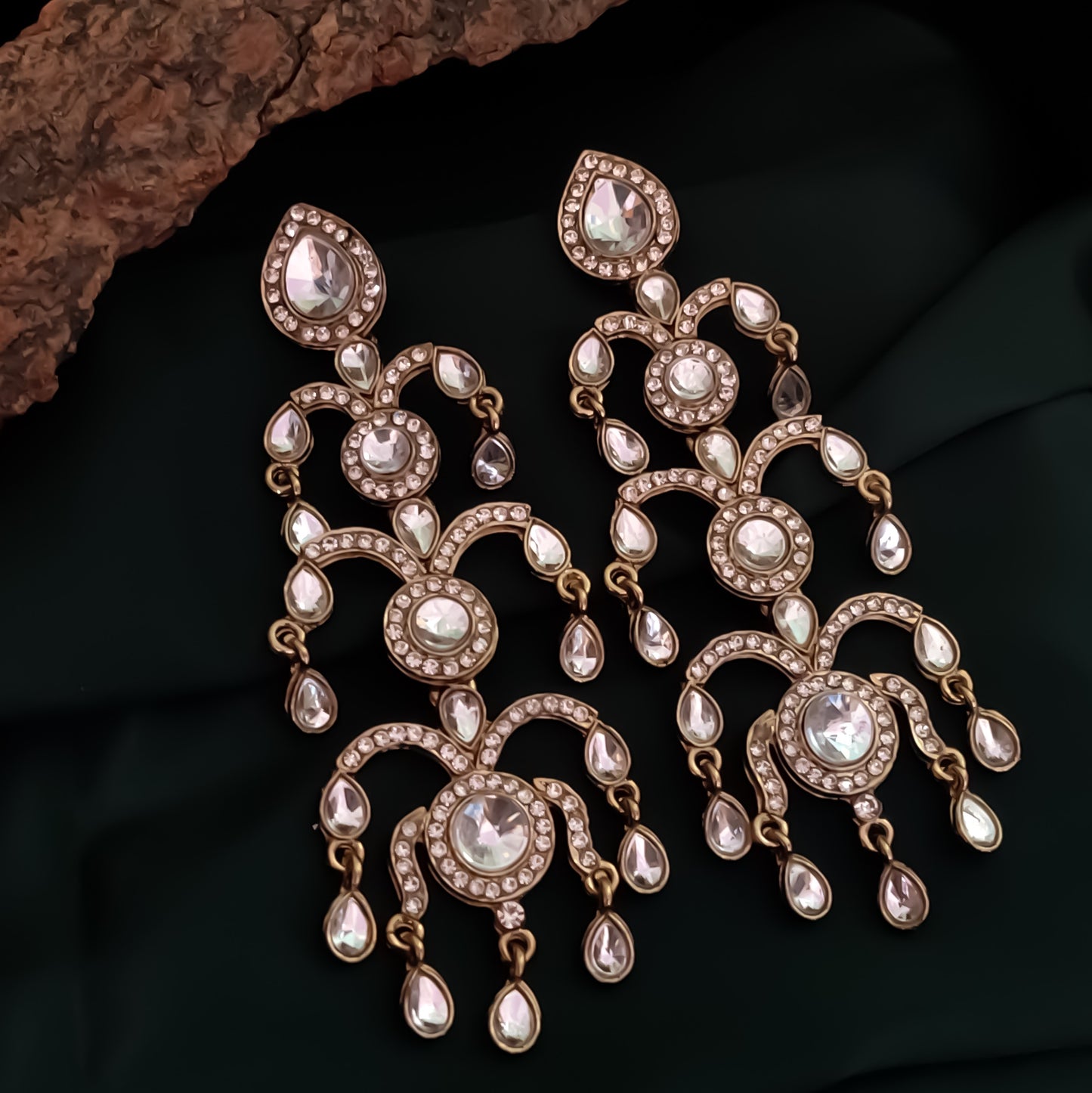 Jahnvi Inspired Dangler Earrings - Golden