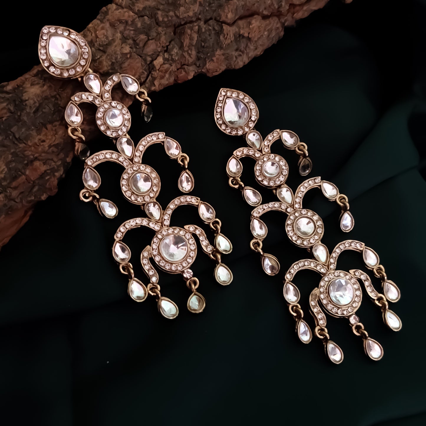 Jahnvi Inspired Dangler Earrings - Golden