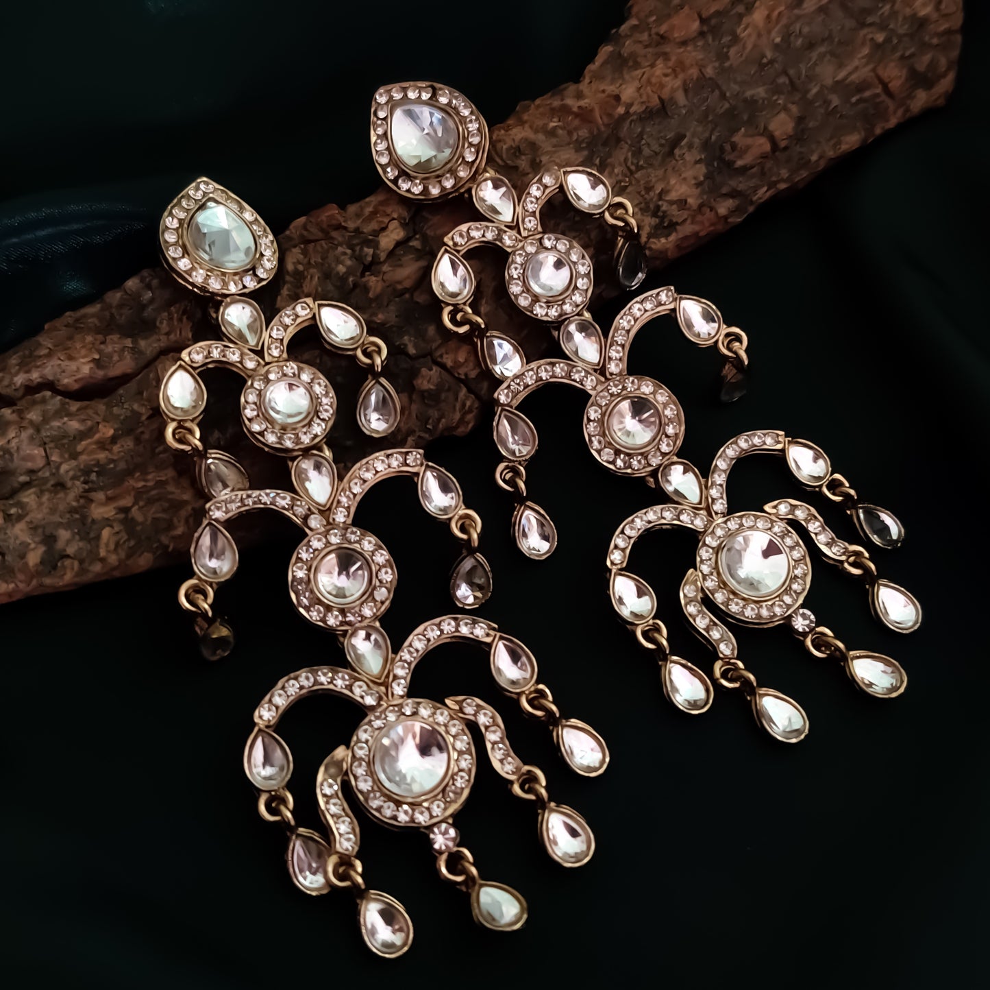 Jahnvi Inspired Dangler Earrings - Golden