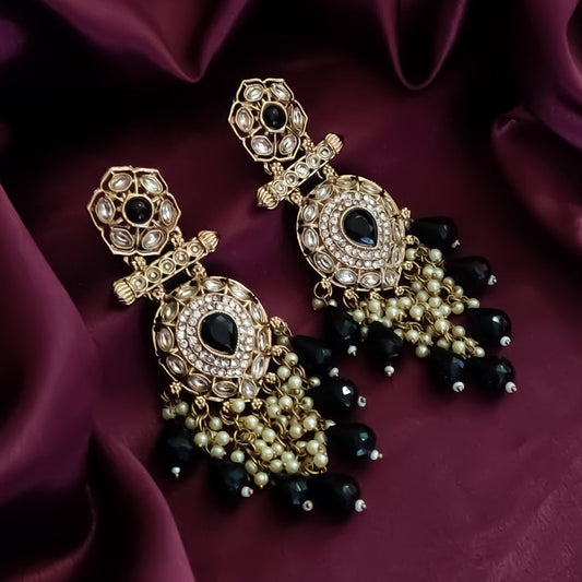 Mihika Chandbali Earrings - Black