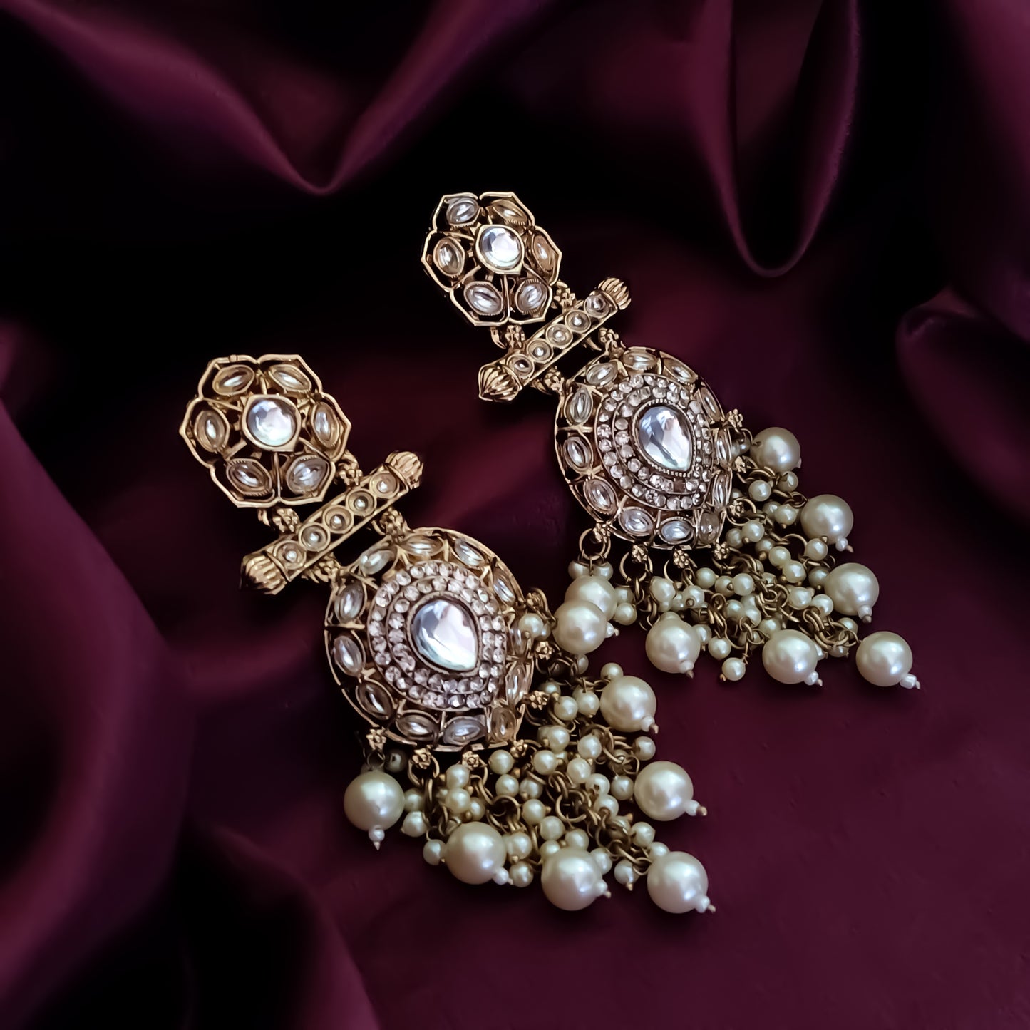 Mihika Chandbali Earrings - Golden