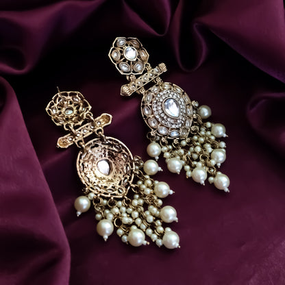 Mihika Chandbali Earrings - Golden