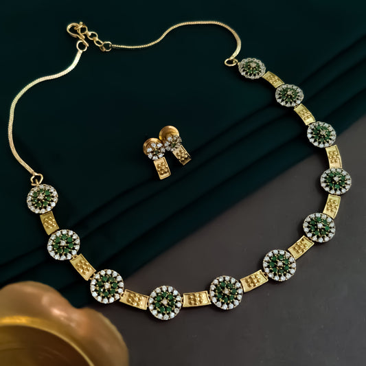 Vaidehi AD Necklace Set - Green