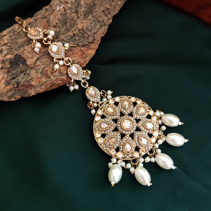 Saisha Royal Jadau Necklace Set - Golden