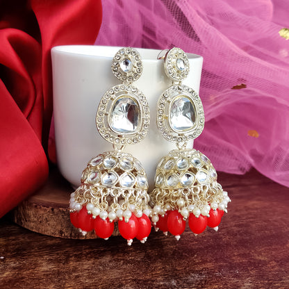 Devangini Jhumka Earrings - Red