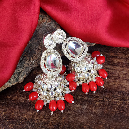 Devangini Jhumka Earrings - Red
