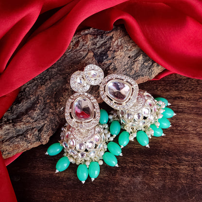 Devangini Jhumka Earrings - Mint Green