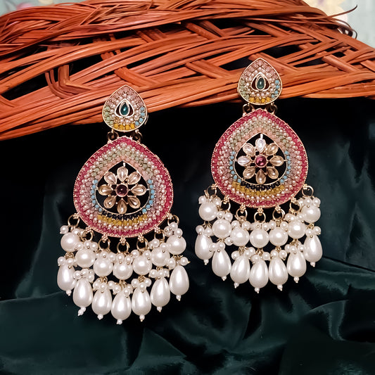 Zeenat Jadau Chandbali Earrings- Multi